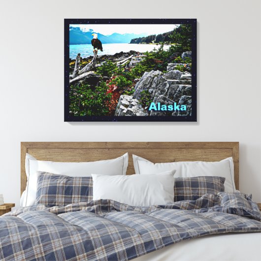 Bald Eagle over de kust van Alaska Canvas Afdruk (Insitu (Slaapkamer))