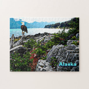 Bald Eagle over de kust van Alaska Legpuzzel