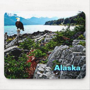 Bald Eagle over de kust van Alaska Muismat