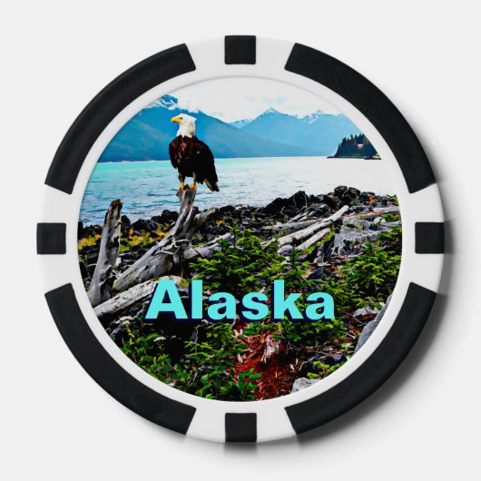 Bald Eagle over de kust van Alaska Poker Chips (Voorkant)