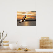 Bald Eagle over de Olympische zonnebrand Poster (Keuken)
