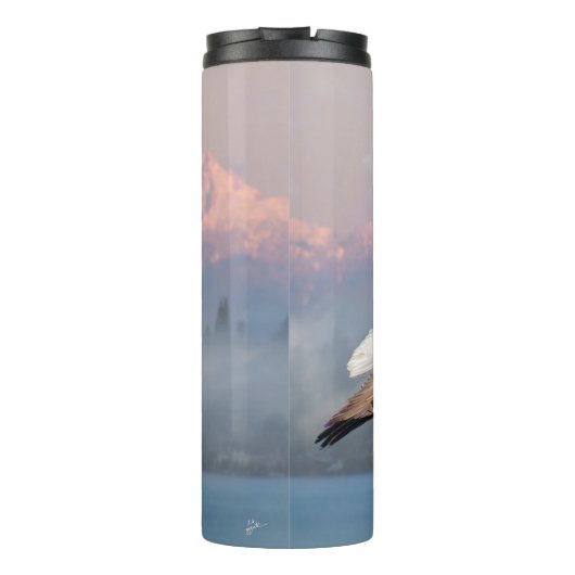 Bald Eagle over Olympische bergkunst Thermosbeker (Achterkant)