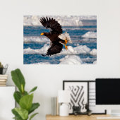Bald Eagle Over Snow Poster (Thuiskantoor)