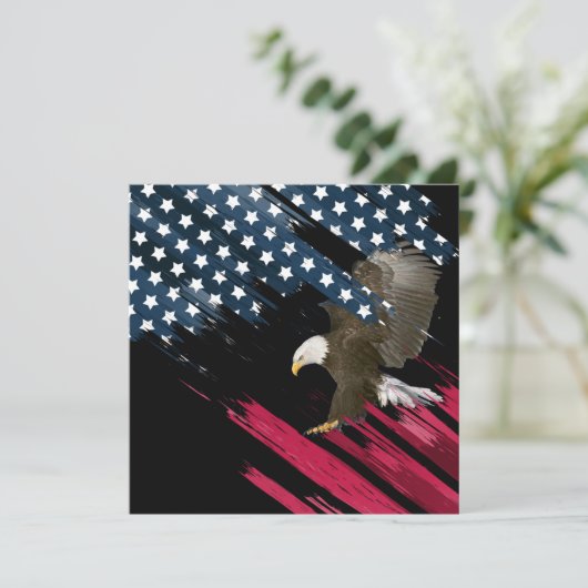 Bald Eagle over vlag Kaart (Staand voorkant)