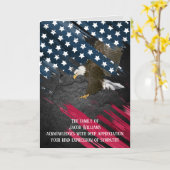 Bald Eagle over vlag Sympathie bedankt Kaart (Gele Bloem)