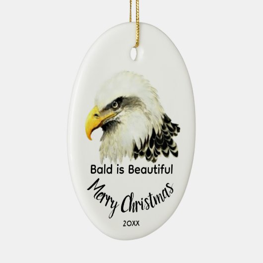  Bald Eagle Owl Bald is Beautiful Christmas Keramisch Ornament (Rechts)