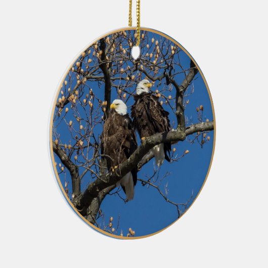 Bald Eagle Pair Keramisch Ornament (Rechts)