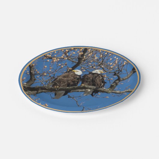 Bald Eagle Pair Papieren Bordje (Gekanteld)