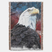 Bald Eagle Patriotic American Flag Throw Blanket Deken (Voorkant Verticaal)
