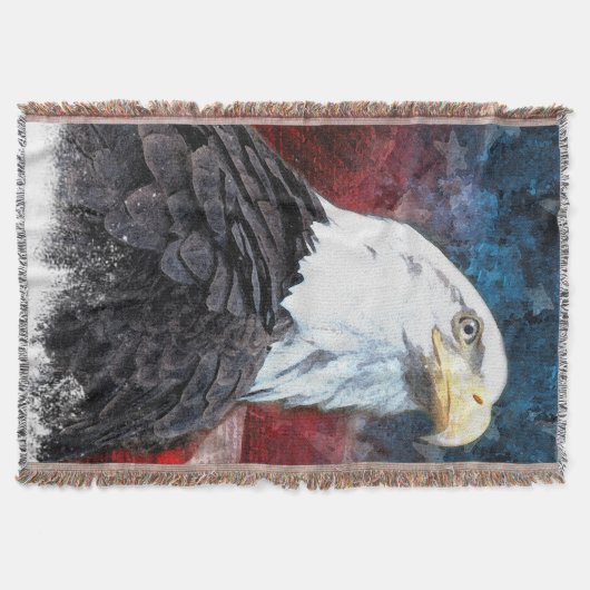 Bald Eagle Patriotic American Flag Throw Blanket Deken (Voorkant)