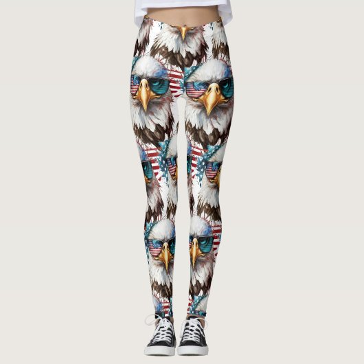 Bald Eagle-patroon modern & uniek VS-symbool Leggings (Voorkant)