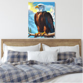 Bald Eagle Perched op Branch Canvas Afdrukken (Insitu (Slaapkamer))