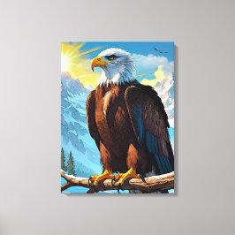 Bald Eagle Perched op Branch Canvas Afdrukken