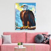 Bald Eagle Perched op Branch Canvas Afdrukken (Insitu (Woonkamer))