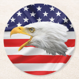 Bald Eagle, prachtig patriottisch cadeau Ronde Kartonnen Onderzetter