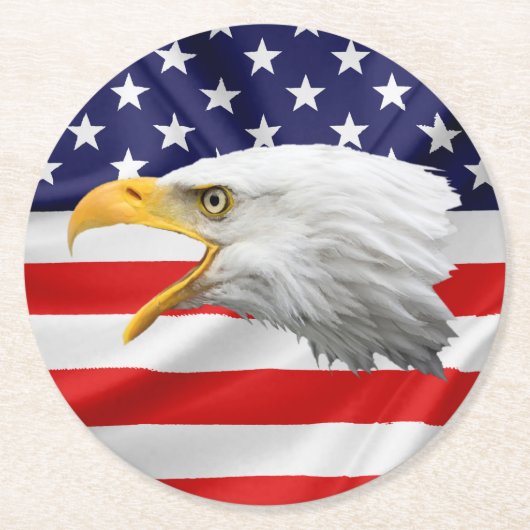 Bald Eagle, prachtig patriottisch cadeau Ronde Kartonnen Onderzetter (Voorkant)