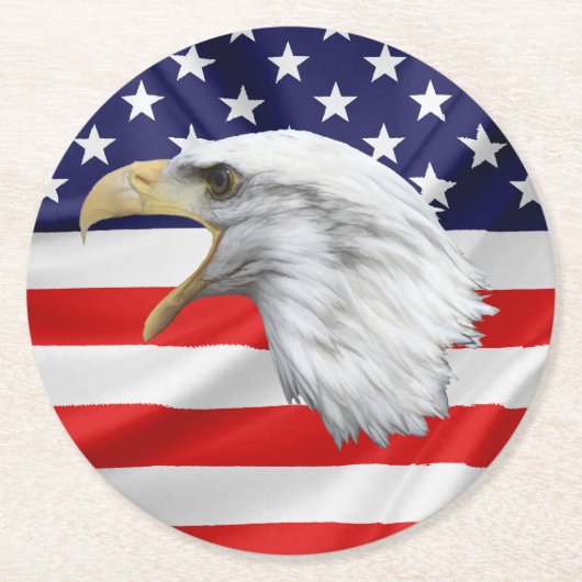Bald Eagle, prachtig patriottisch Ronde Kartonnen Onderzetter (Voorkant)