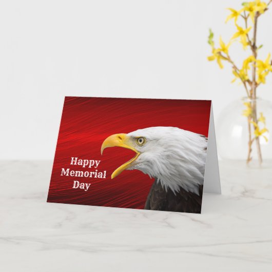 Bald Eagle Red Memorial Day Kaart (Gele Bloem)