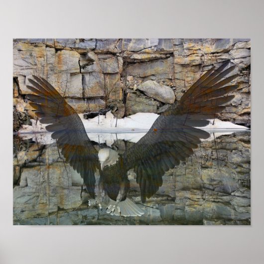 Bald Eagle Rock Wall reflecteert in water Poster (Voorkant)