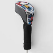 Bald Eagle Rood Wit en Blauw Bloemen USA Golfheadcover (Schuin)