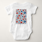 Bald Eagle Rood Wit en Blauw Bloemen USA Romper (Achterkant)