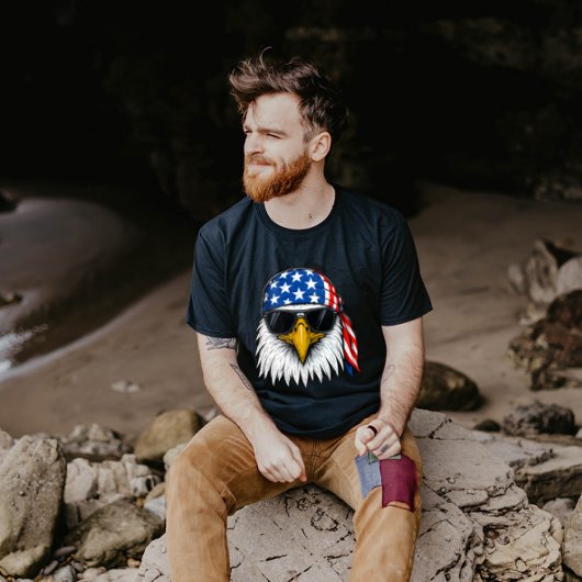 Bald Eagle Rood Wit en Blauw Onafhankelijkheidsdag T-shirt