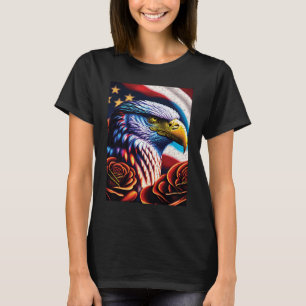 Bald Eagle Roos Patriotic op 4 juli Verenigde Stat T-shirt
