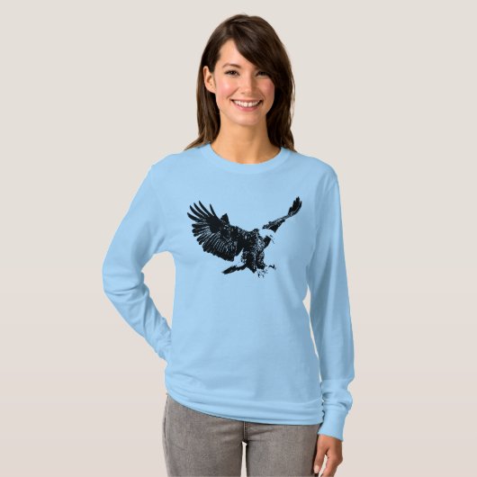 Bald Eagle Silhouette Pop Kunst T-shirt (Voorkant volledig)