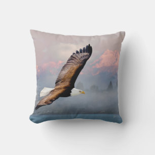 Bald Eagle Soar Mountains Natuur Inspirerend Kussen