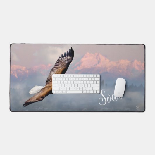 Bald Eagle Soar Mountains Wildlife Inspirerend Bureaumat (Keyboard & Muis)