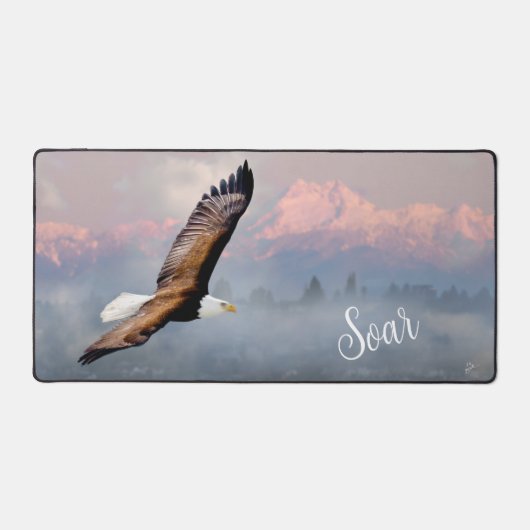 Bald Eagle Soar Mountains Wildlife Inspirerend Bureaumat (Voorkant)