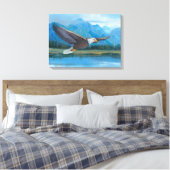 Bald Eagle Soaring Canvas Afdruk (Insitu (Slaapkamer))