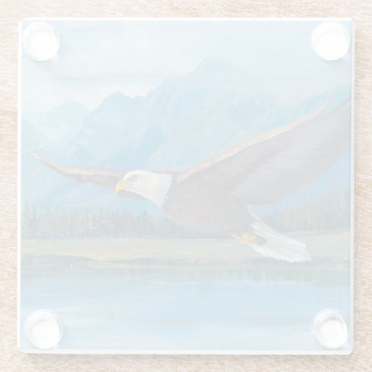 Bald Eagle Soaring Glazen Onderzetter (Achterkant)