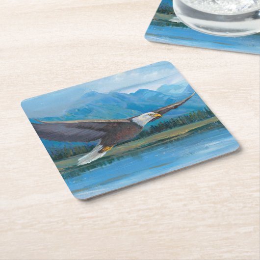 Bald Eagle Soaring Kartonnen Onderzetters (Schuin)