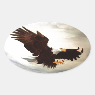 Bald Eagle Soaring Ovale Sticker