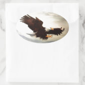 Bald Eagle Soaring Ovale Sticker (Tas)