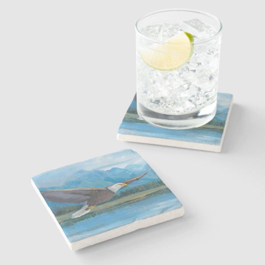 Bald Eagle Soaring Stenen Onderzetter (Zijkant)