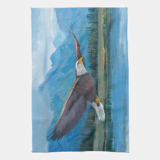 Bald Eagle Soaring Theedoek (Verticaal)