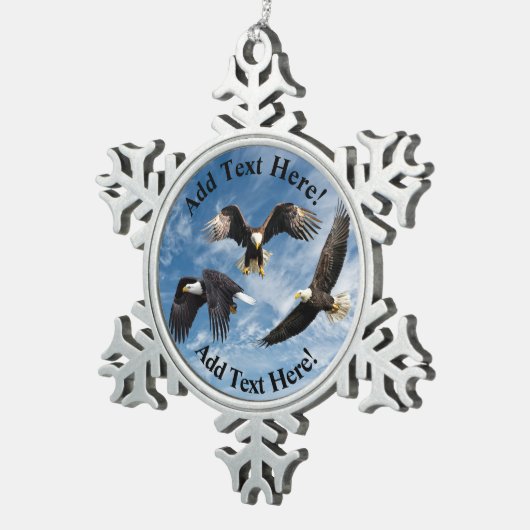 Bald Eagle Soaring Tin Sneeuwvlok Ornament (Rechts)