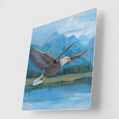 Bald Eagle Soaring Vierkante Klok (Hoek)