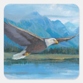 Bald Eagle Soaring Vierkante Sticker (Voorkant)