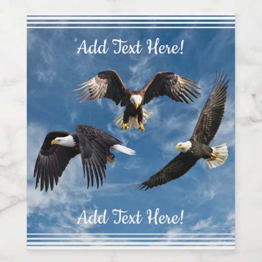 Bald Eagle Soaring Wijn Etiket (Enkel label)