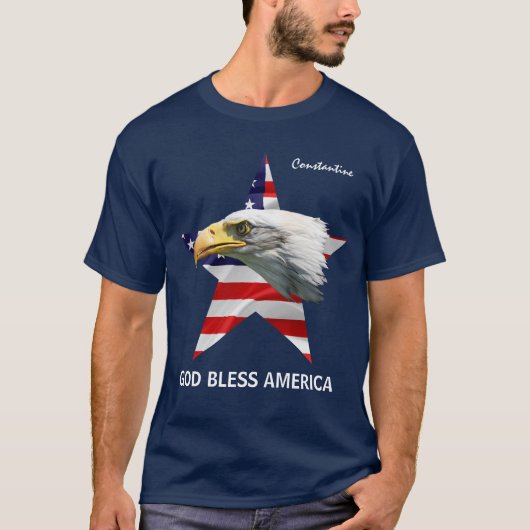Bald Eagle, Star, aanpasbare vlag T-shirt (Voorkant)