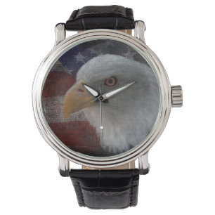 Bald Eagle Stars & Stripes Patriotic Horloge