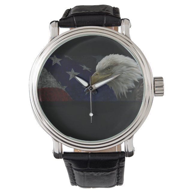 Bald Eagle Stars & Stripes Patriotic Horloge (Voorkant)