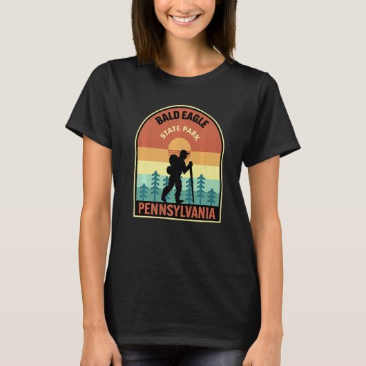 Bald Eagle State Park Pennsylvania Retro Hiking Pr T-shirt (Voorkant)