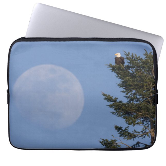 Bald Eagle | Stijgende volle maan Laptop Sleeve (Voorkant)