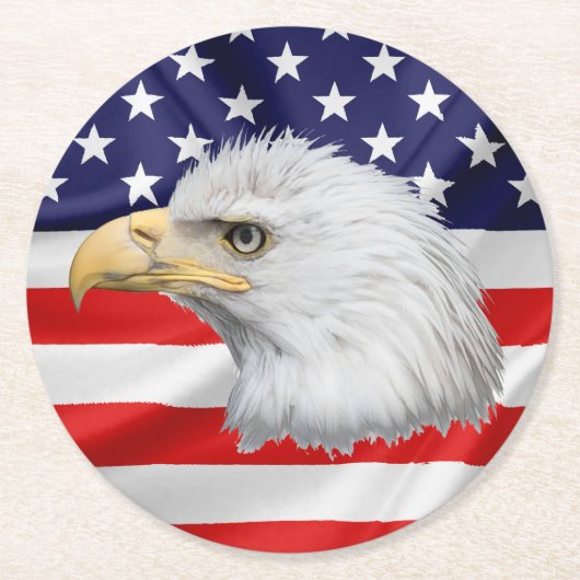 Bald Eagle stijlvol patriottisch Ronde Kartonnen Onderzetter (Voorkant)