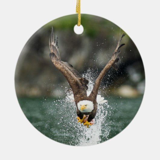 Bald Eagle The Big Catch Keramisch Ornament (Achterkant)