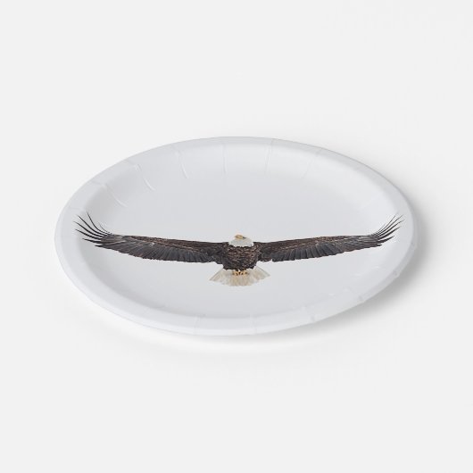 Bald Eagle tijdens de vlucht Papieren Bordje (Gekanteld)